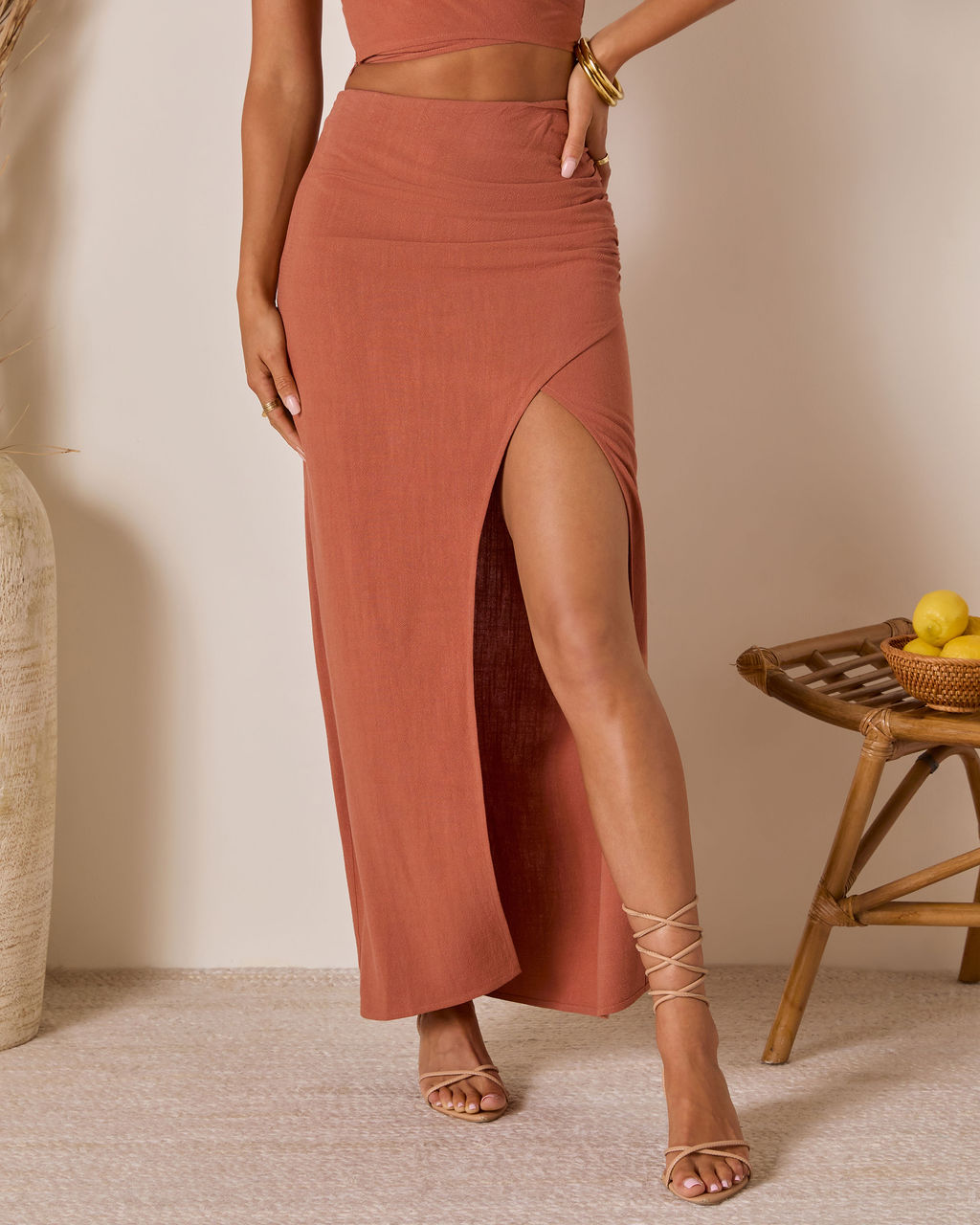 Emiliana Wrap Linen Maxi Skirt-Vogue Logic