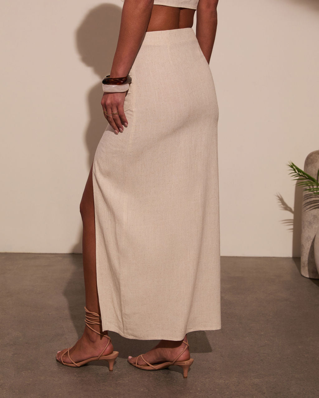 Emiliana Wrap Linen Maxi Skirt-Vogue Logic