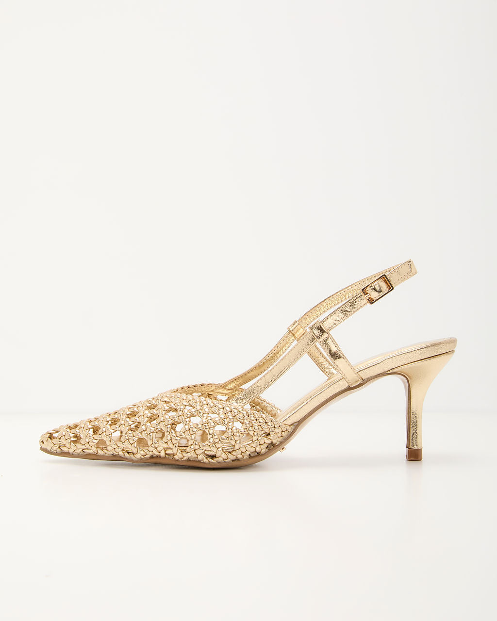 Mira Woven Pointed Toe Slingback Pumps-Vogue Logic
