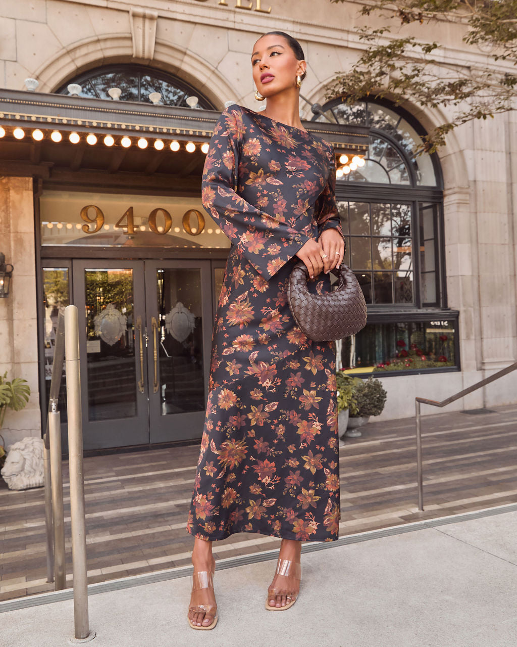 Fallen Leaves Printed Maxi Dress-Vogue Logic