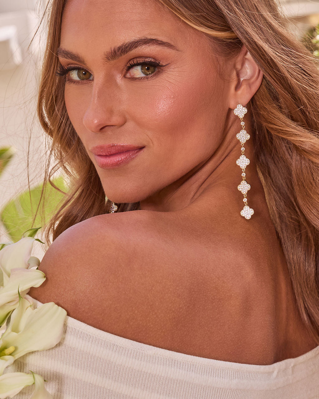 Silvia Embellished Drop Earrings-Vogue Logic