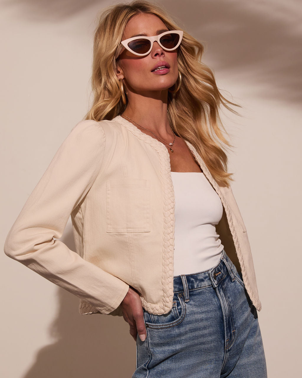 Sidney Braided Trim Twill Jacket-Vogue Logic