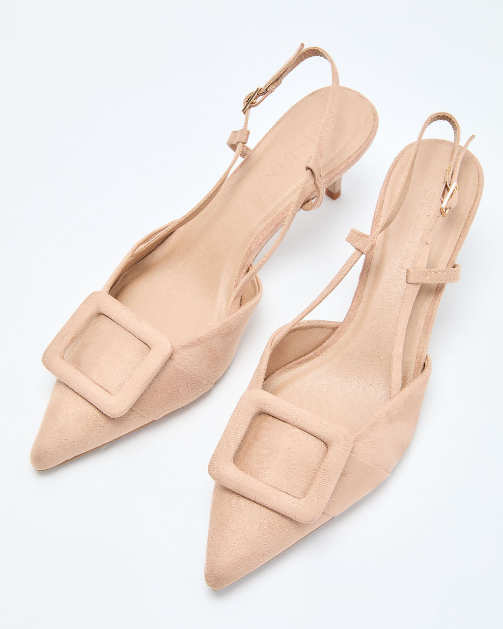 Hazel Lane Buckle Suede Slingback Heels-Vogue Logic