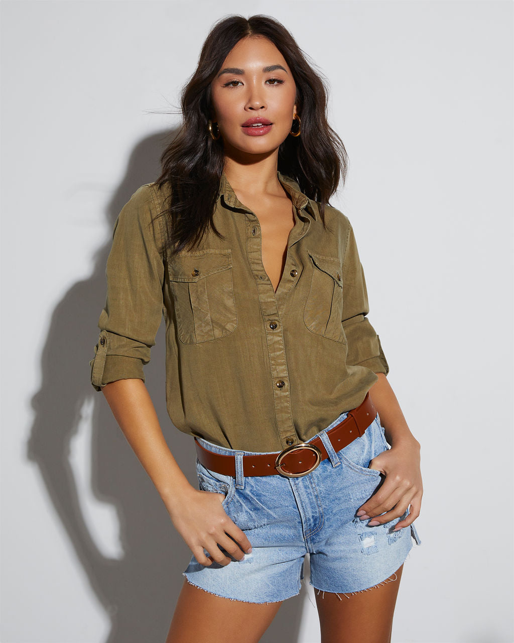 Shiva High Rise Distressed Denim Shorts-Vogue Logic