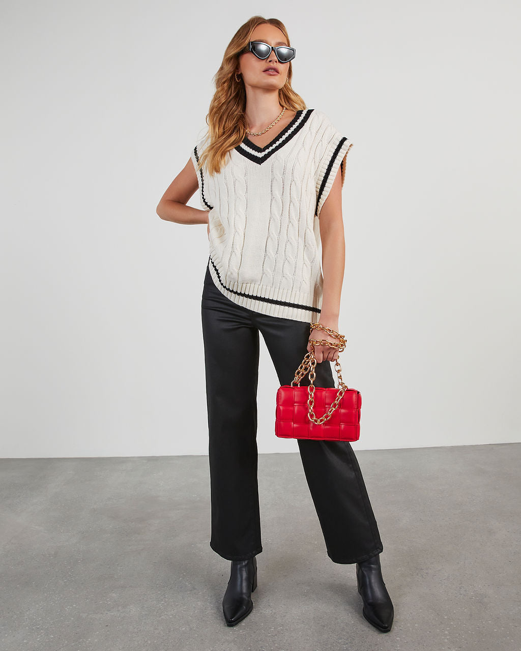 You Already Know Cable Knit Sweater Vest-Vogue Logic