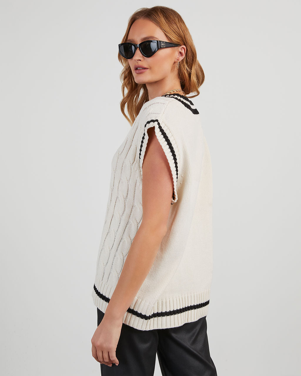 You Already Know Cable Knit Sweater Vest-Vogue Logic
