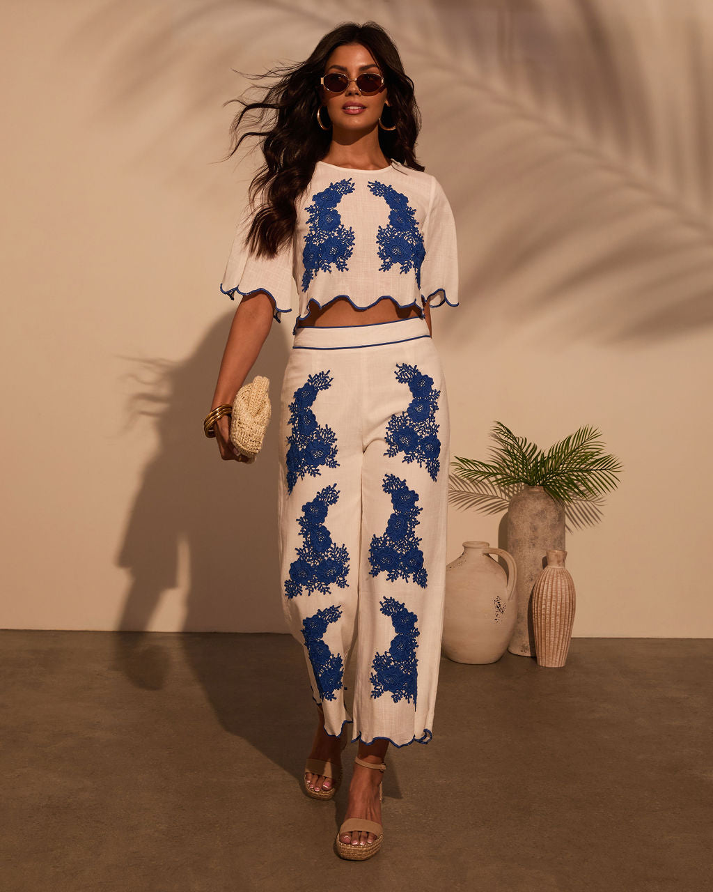 Ocean Drive Embroidered Linen Pants-Vogue Logic