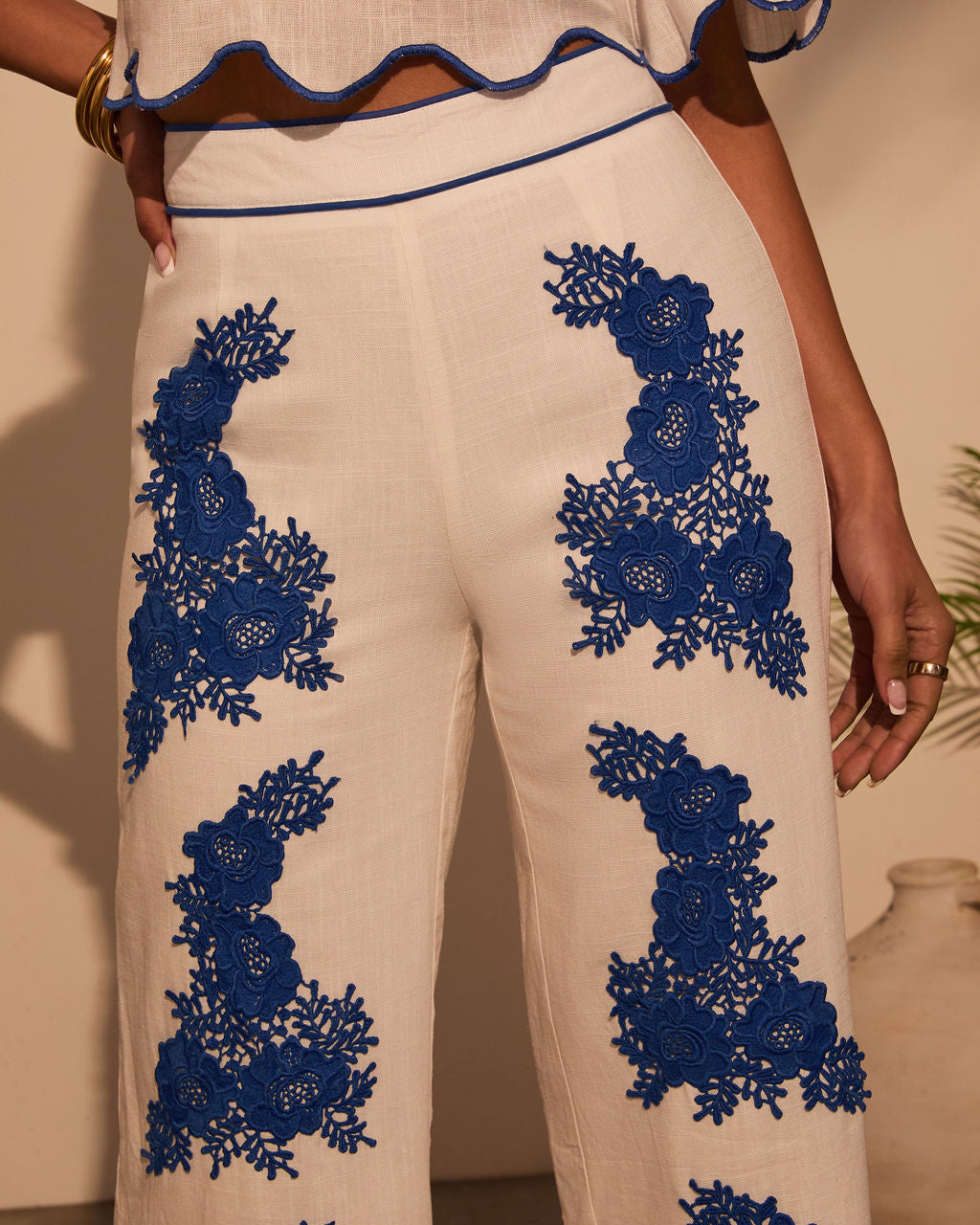 Ocean Drive Embroidered Linen Pants-Vogue Logic