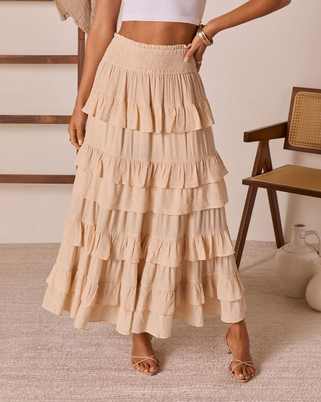 Heart Affair Tiered Maxi Skirt-Vogue Logic