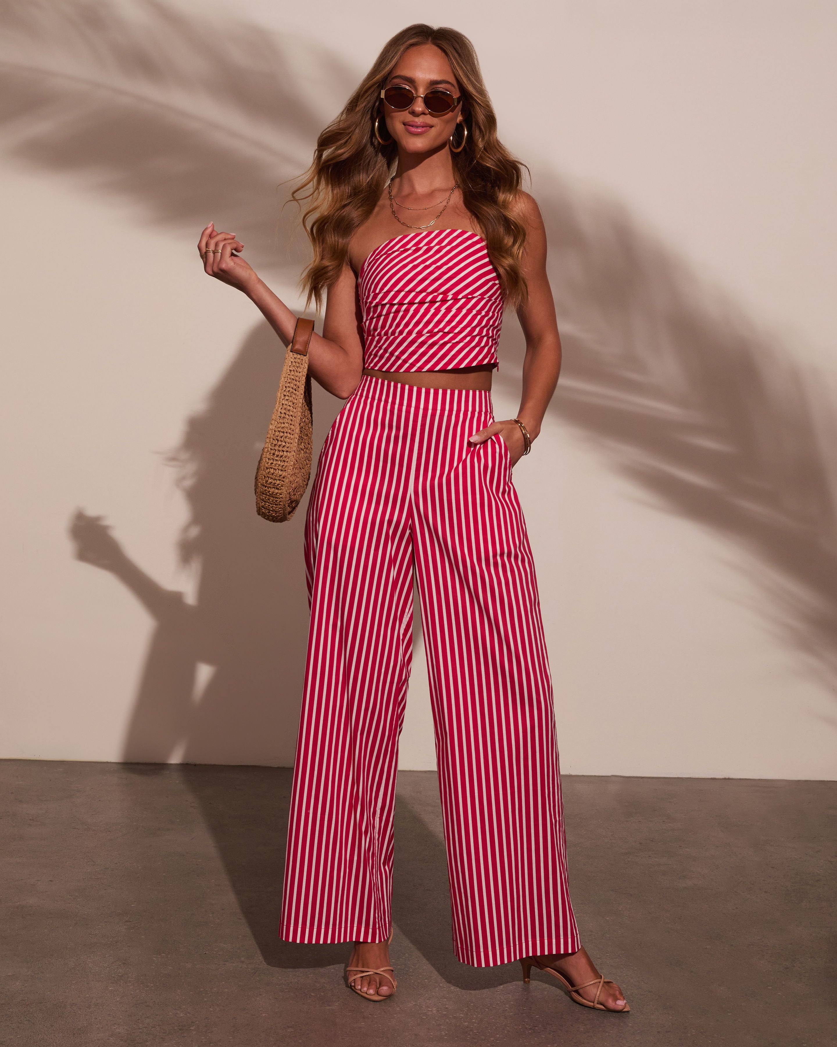 High Noon Striped Wide Leg Pants-Vogue Logic