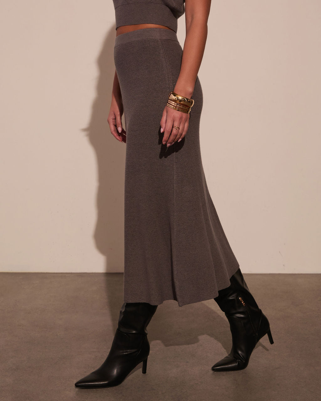 On The Town Knit Midi Skirt-Vogue Logic