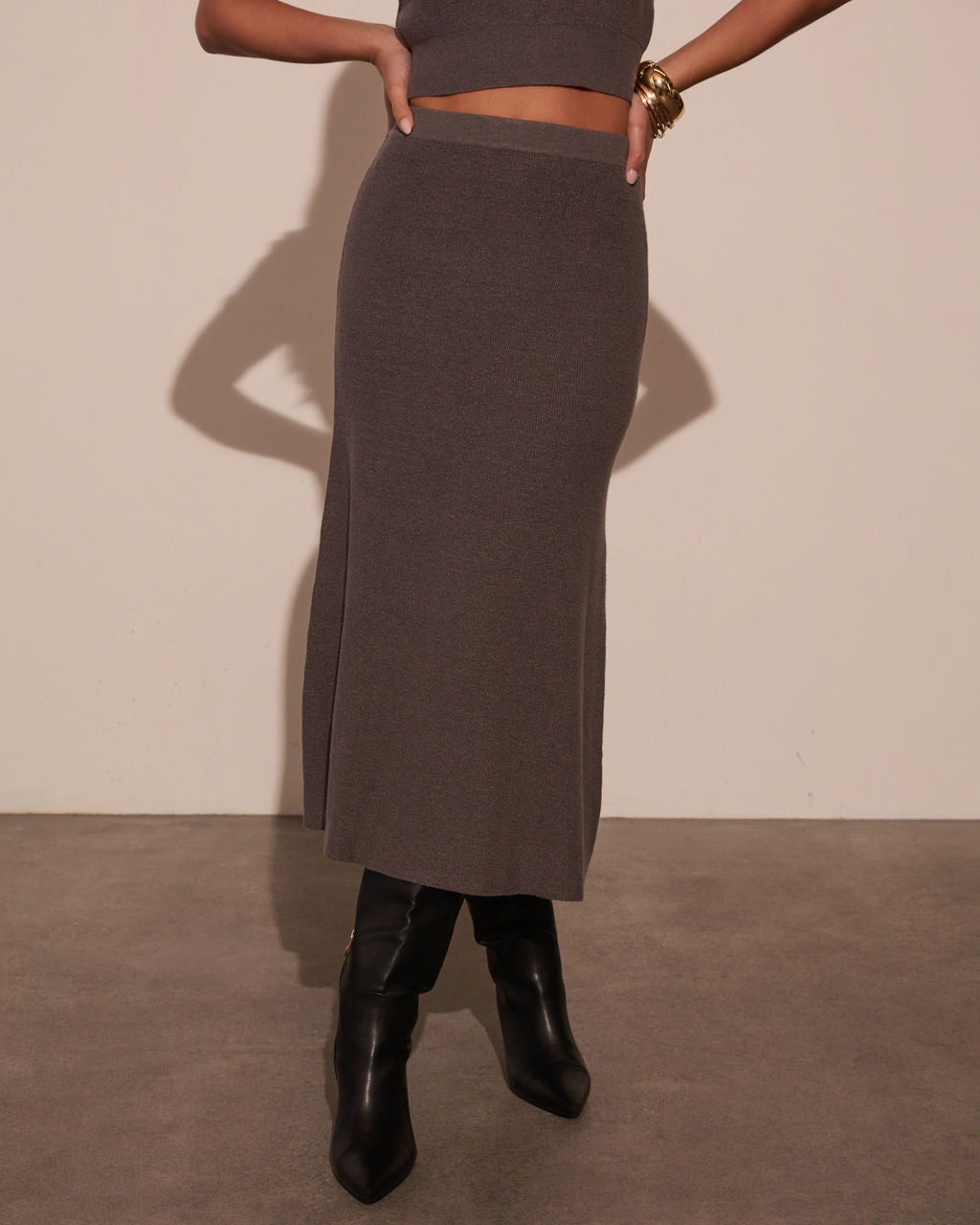 On The Town Knit Midi Skirt-Vogue Logic