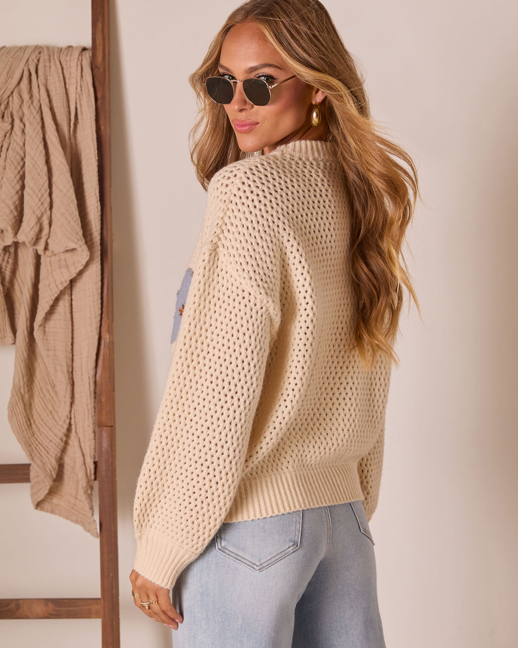 Briaria Embroidered Floral Crochet Sweater-Vogue Logic