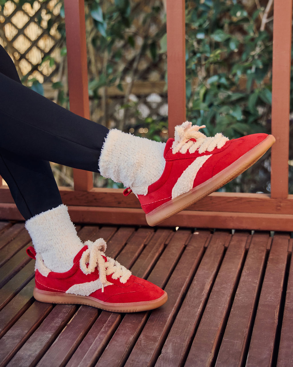 Chilled Rose Sherpa Trim Sneakers-Vogue Logic