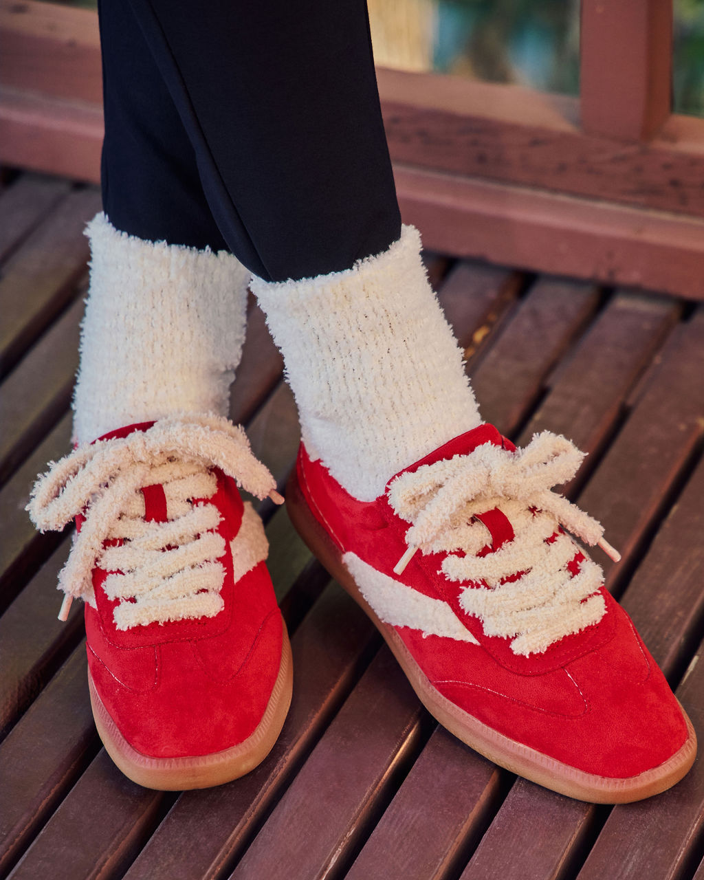 Chilled Rose Sherpa Trim Sneakers-Vogue Logic