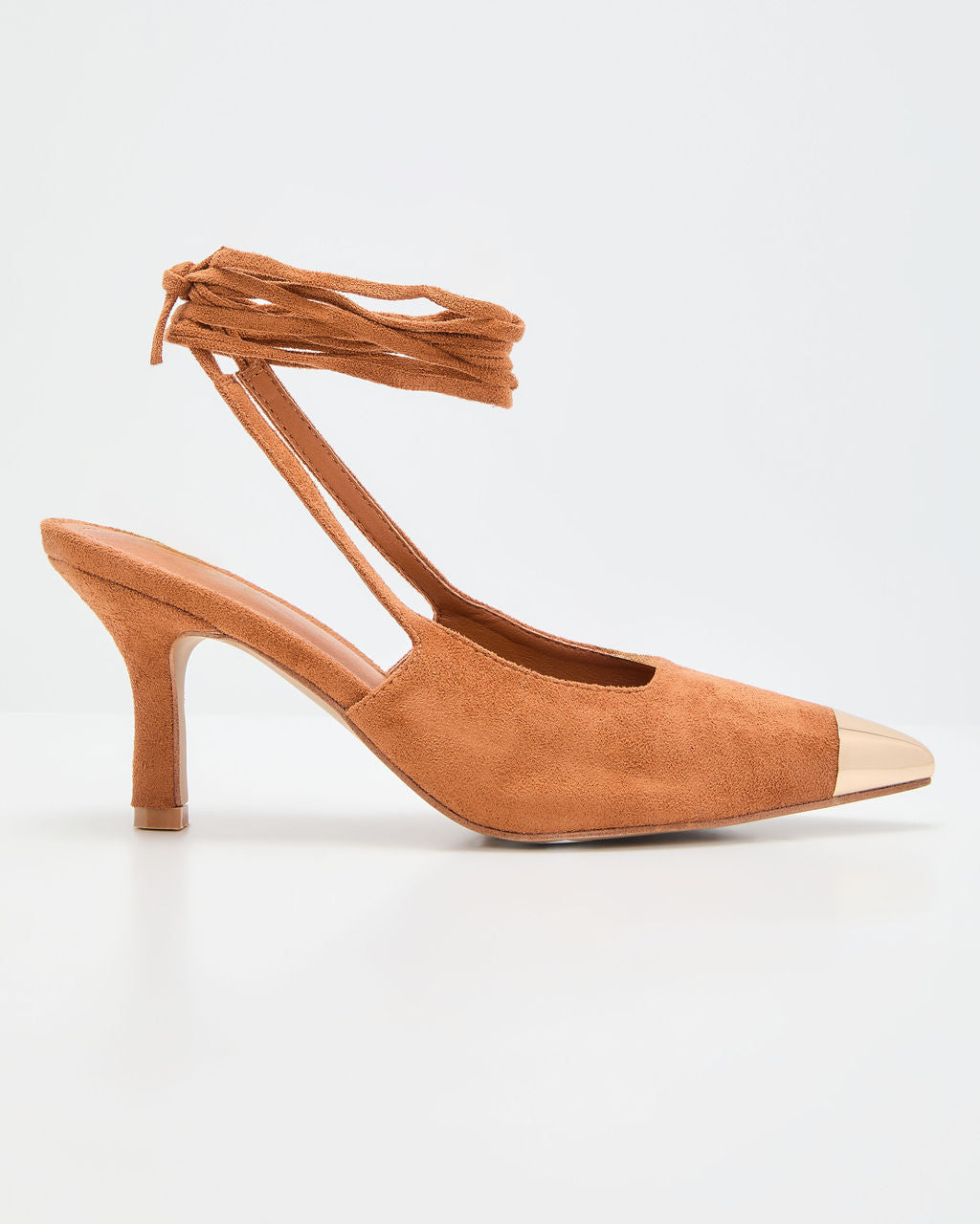 Louder Suede Metal Toe Lace Up Heels-Vogue Logic