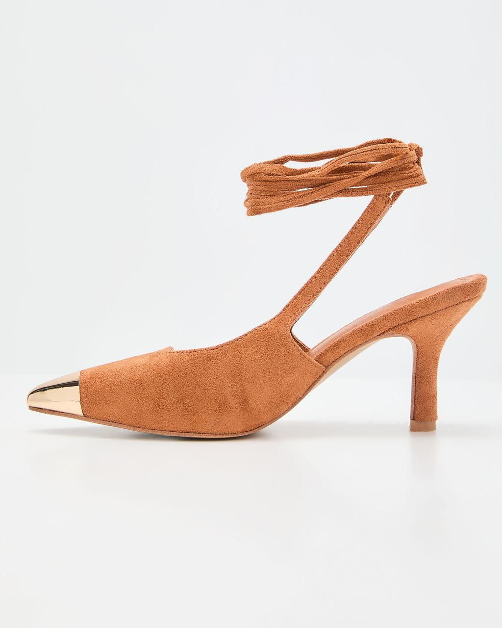 Louder Suede Metal Toe Lace Up Heels-Vogue Logic