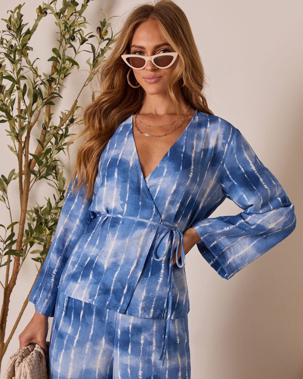 Loulen Striped Tie Dye Wrap Top-Vogue Logic