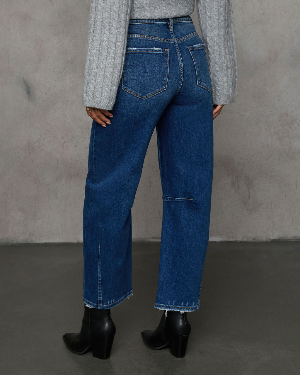 Evangelina Stretch Distressed Barrel Jeans-Vogue Logic