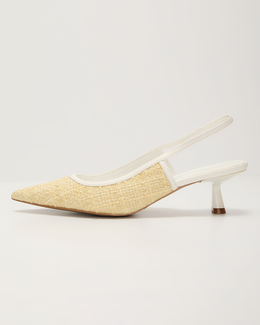 Poised Moment Tweed Slingback Kitten Heels-Vogue Logic