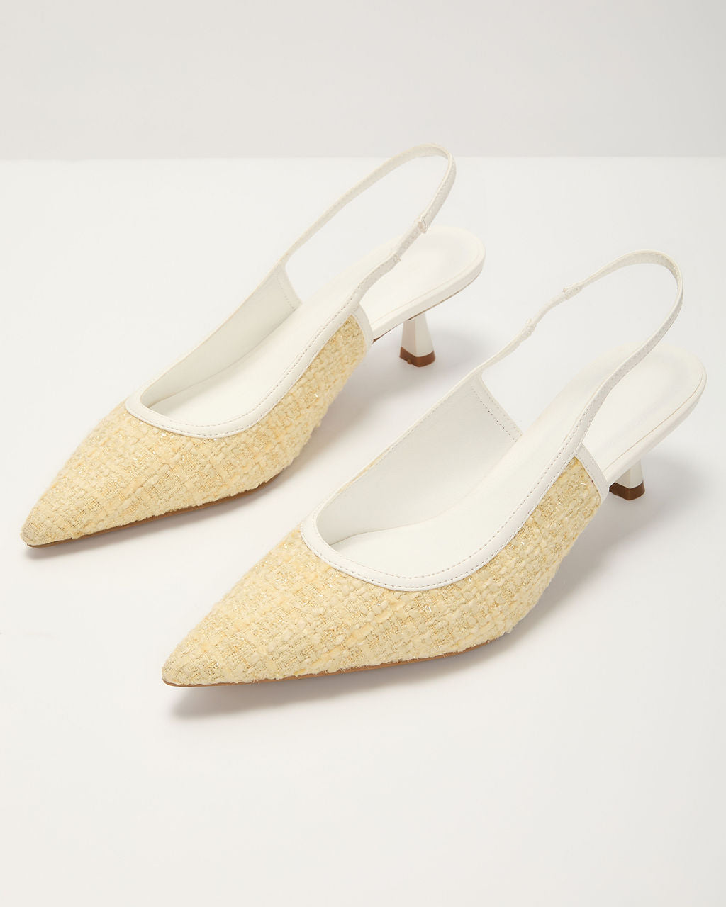 Poised Moment Tweed Slingback Kitten Heels-Vogue Logic