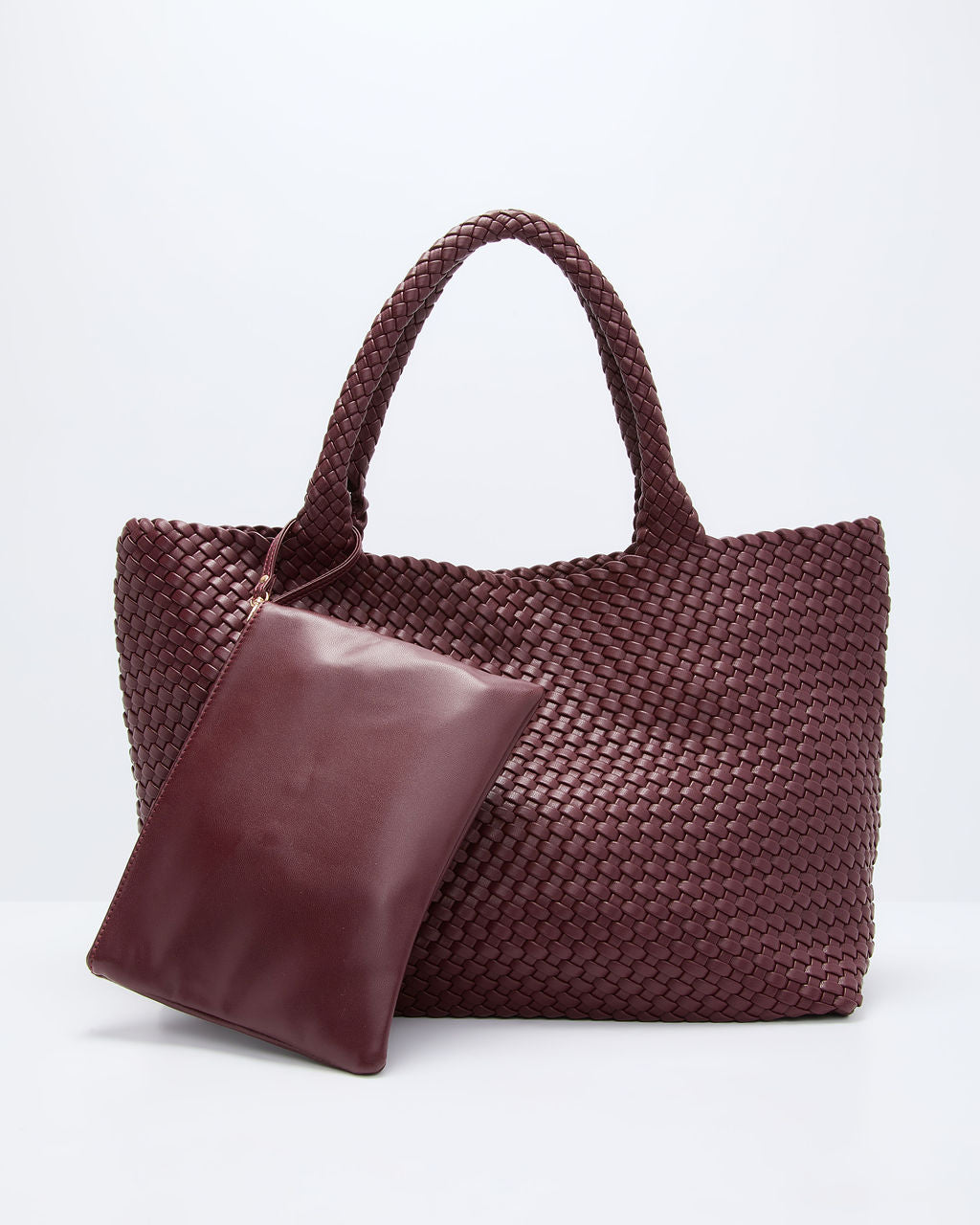 At My Side Woven Leather Tote With Insert-Vogue Logic
