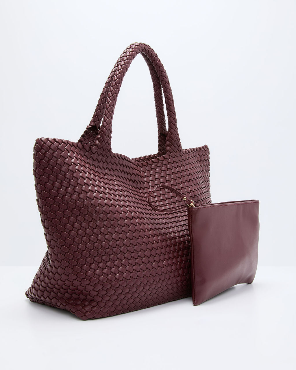 At My Side Woven Leather Tote With Insert-Vogue Logic