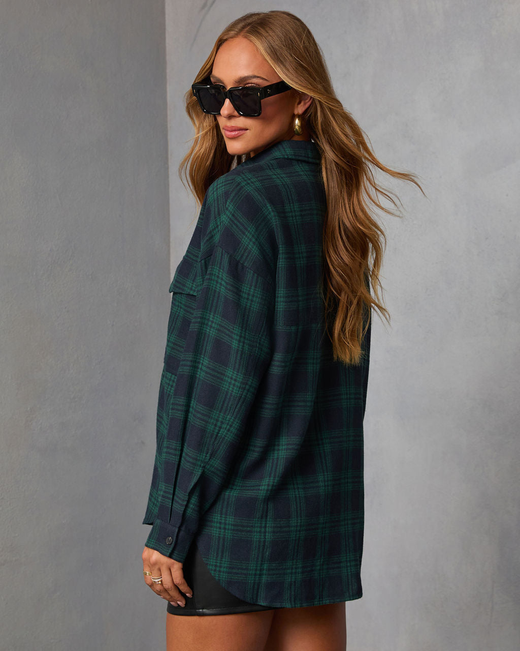 Petaluma Cotton Blend Plaid Button Down Top-Vogue Logic