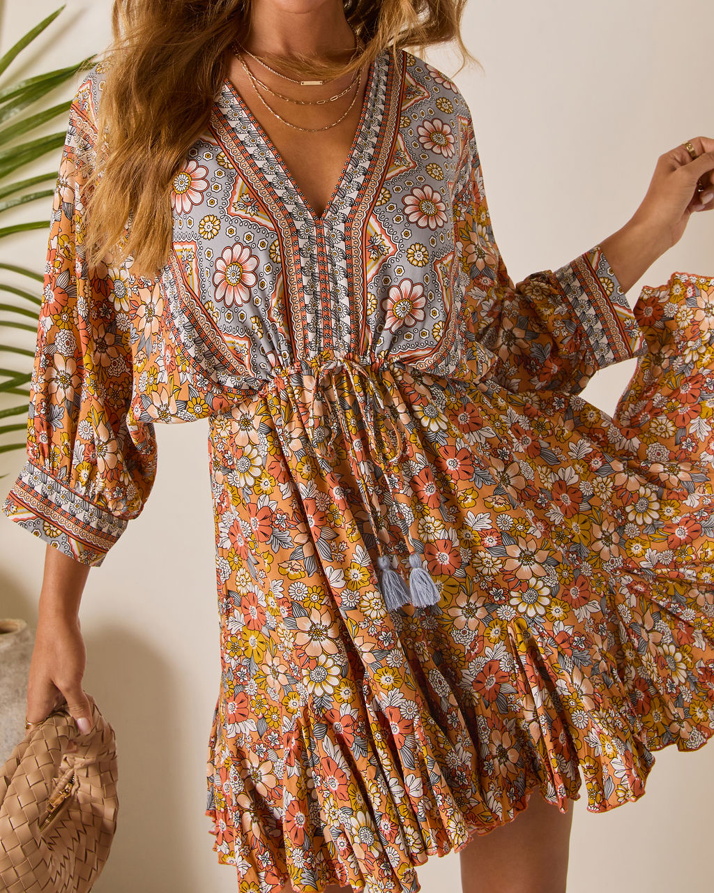 Sun Loves Caftan Mini Dress-Vogue Logic