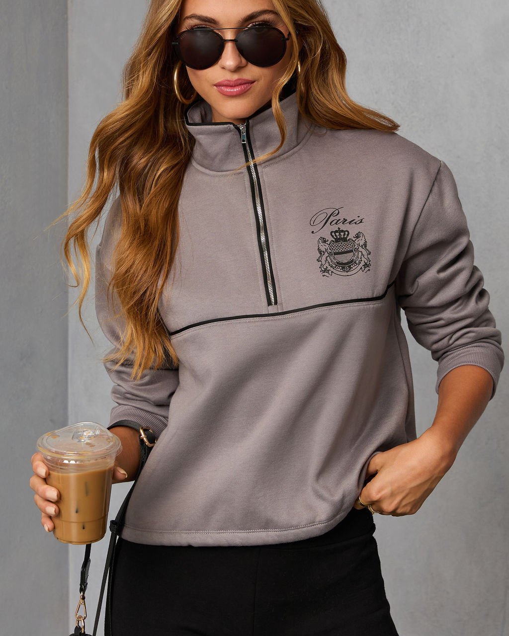 Linger Longer Long Sleeve Quarter Zip-Vogue Logic
