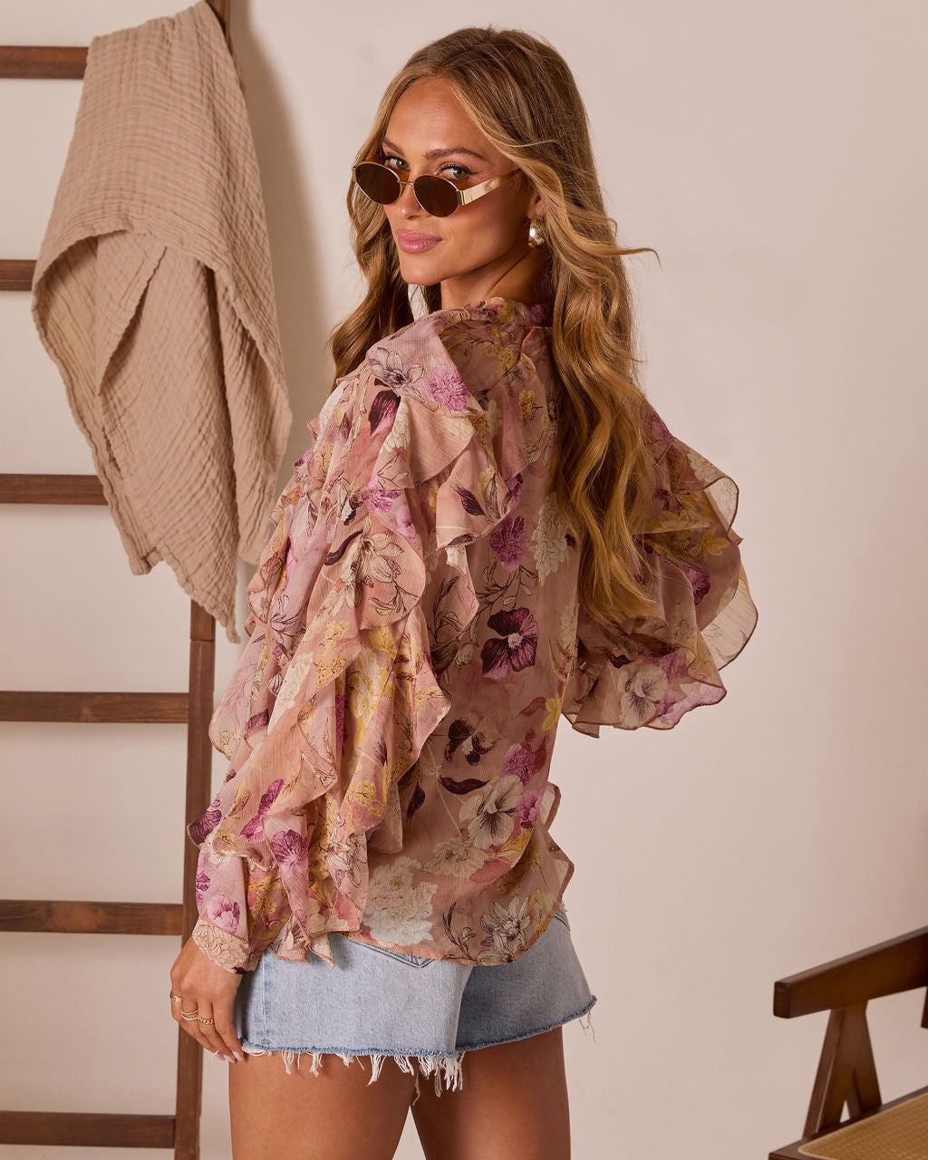 Anastelle Ruffle Chiffon Top-Vogue Logic