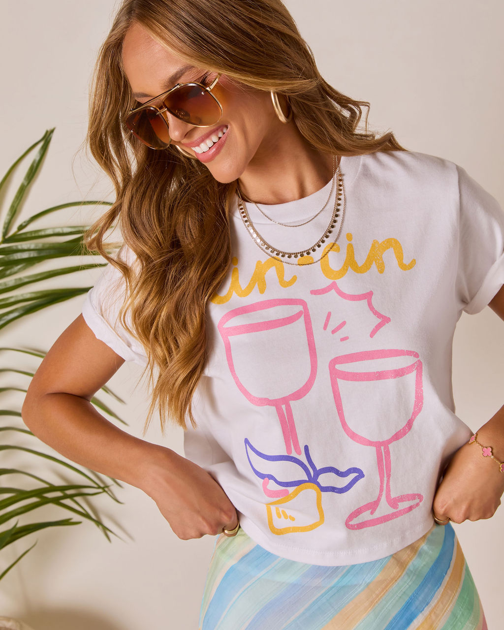Cin Cin Short Sleeve Graphic Tee-Vogue Logic