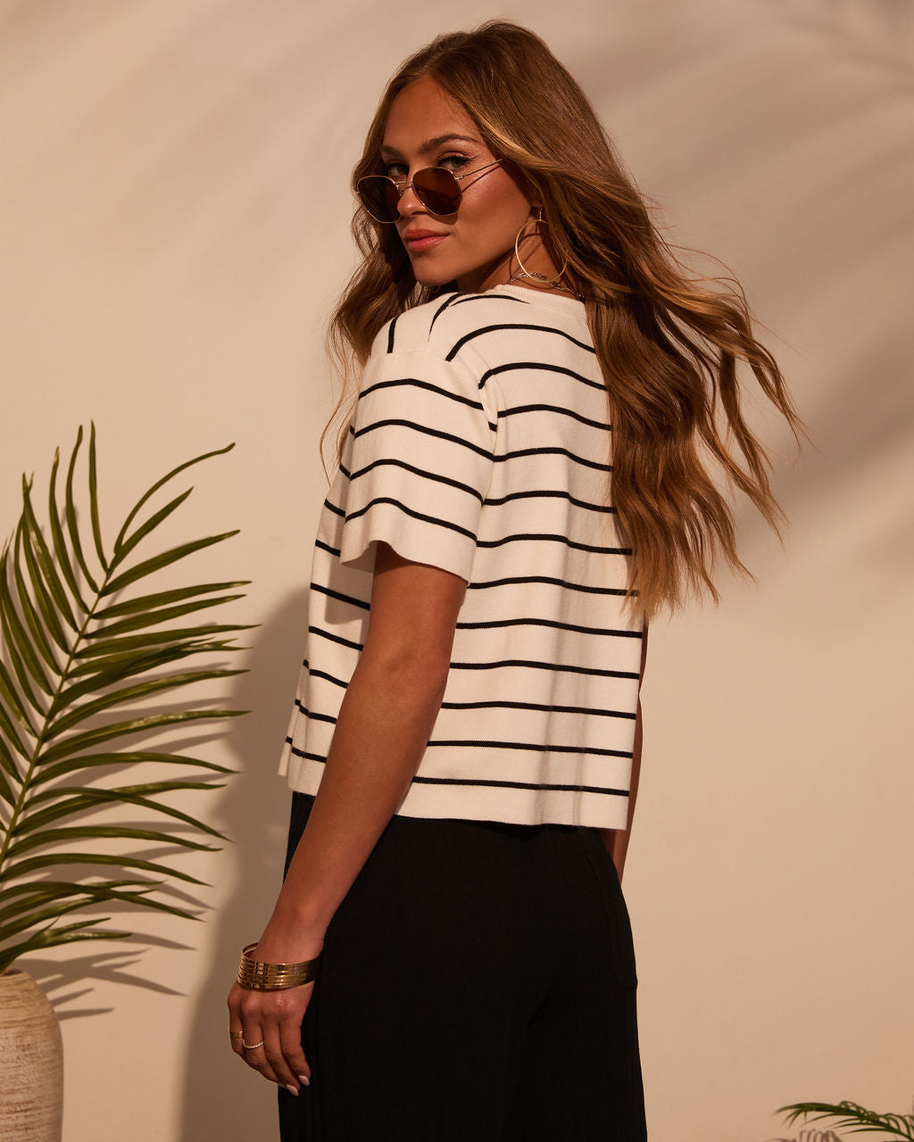 Bernie Striped Crew Neck Top-Vogue Logic