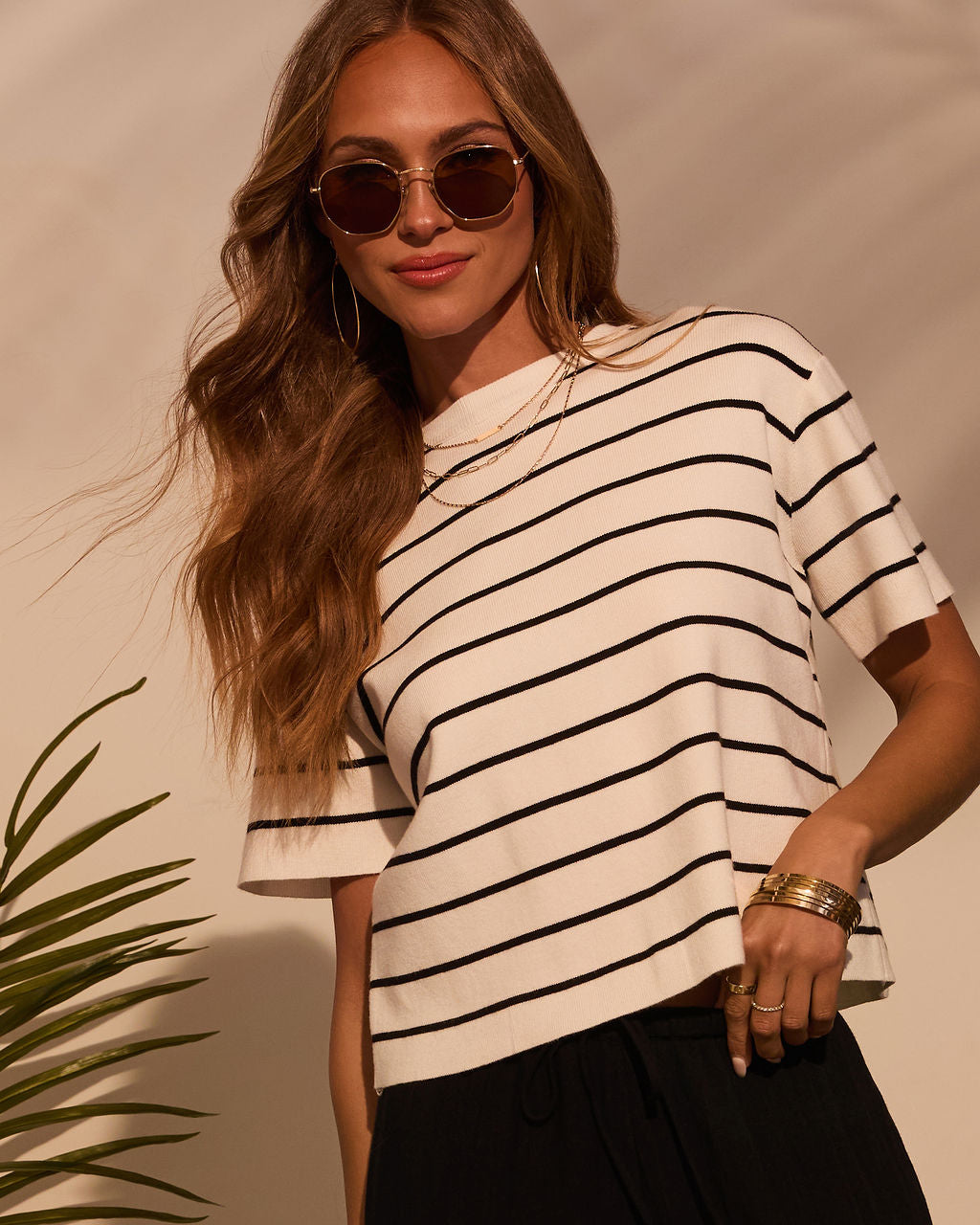 Bernie Striped Crew Neck Top-Vogue Logic
