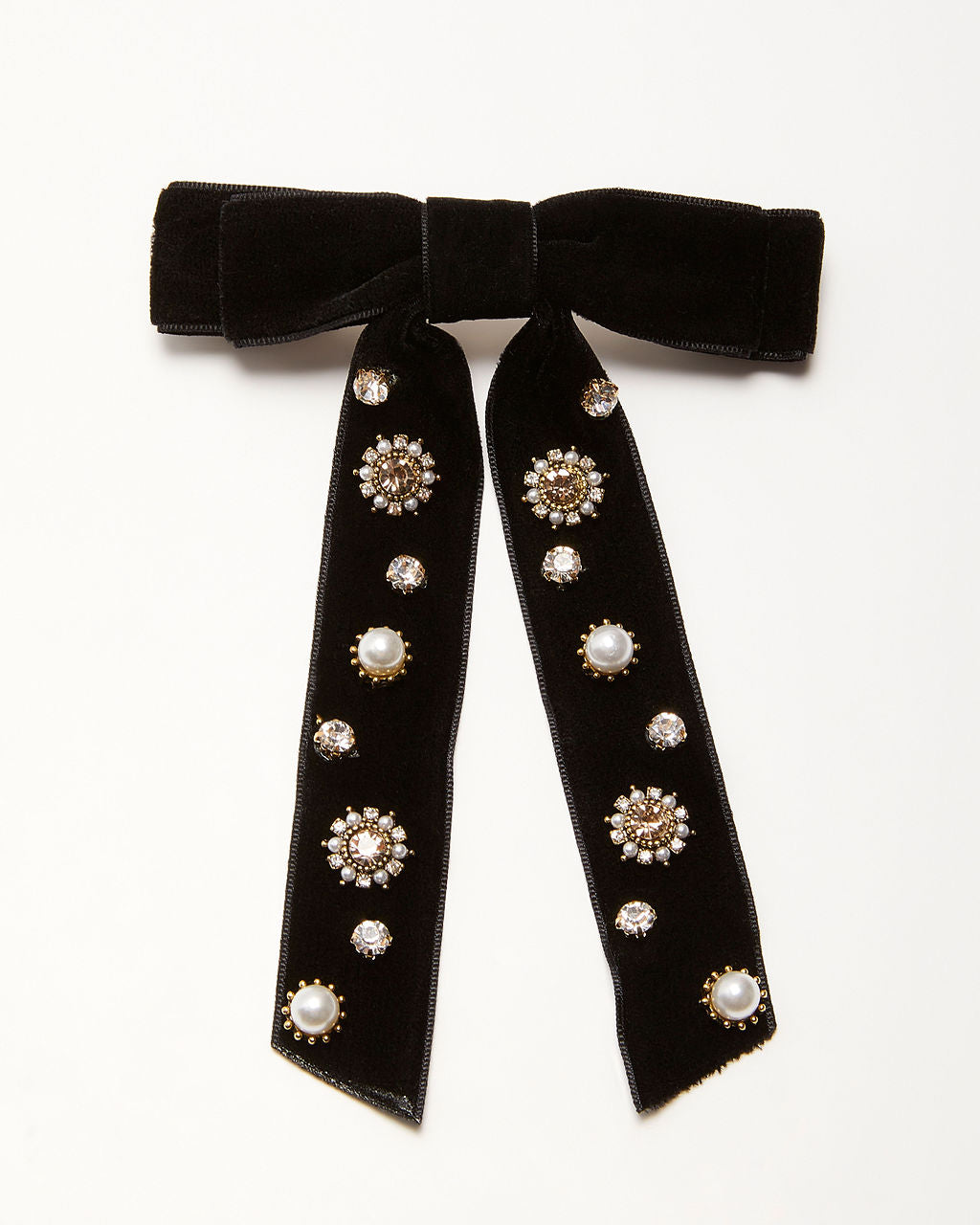 Valerie Velvet Embellished Hair Bow Clip-Vogue Logic