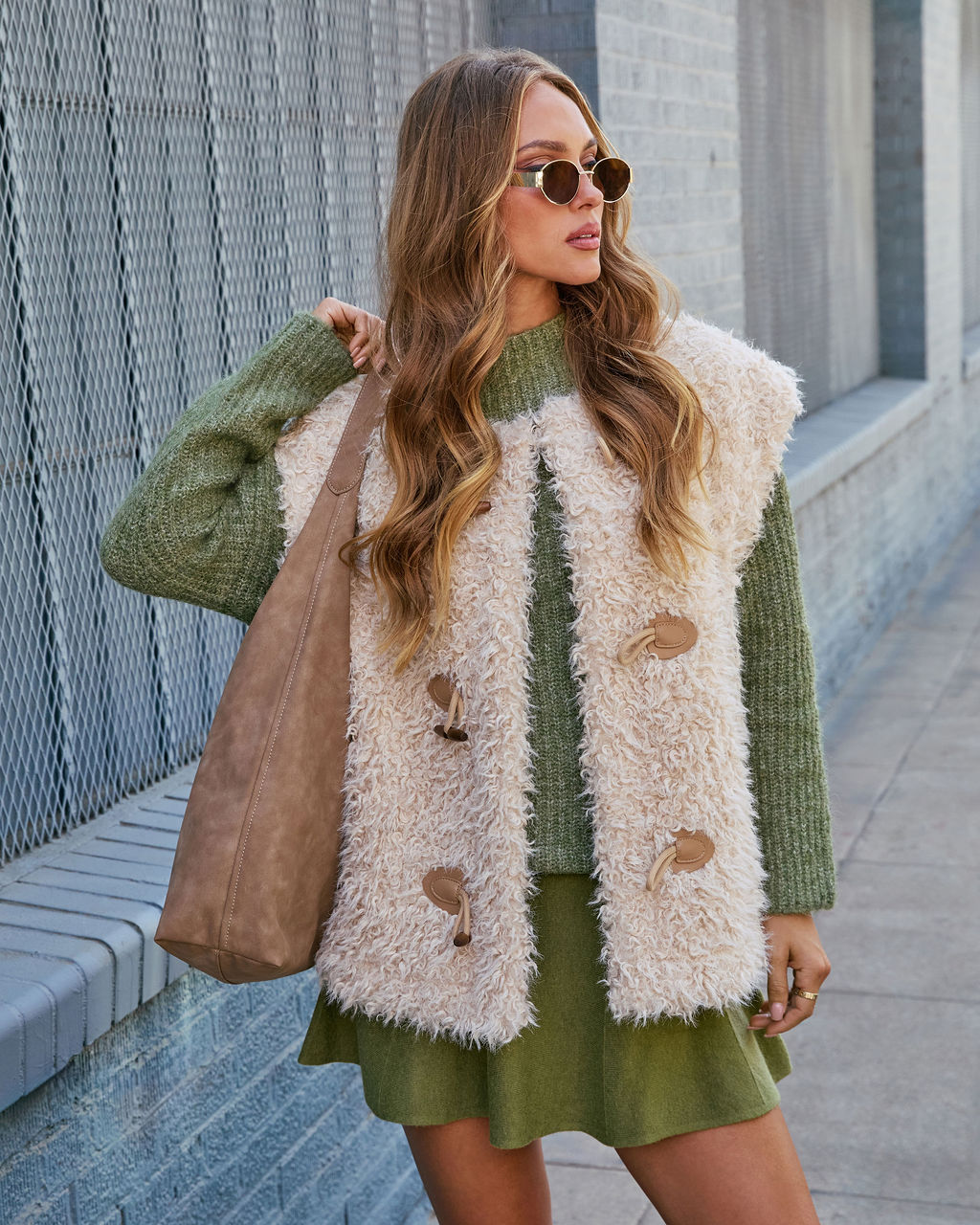 Golden Haze Shaggy Fur Vest-Vogue Logic