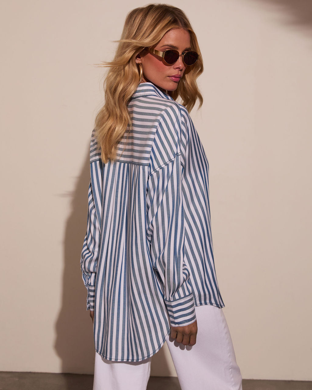 Declan Striped Button Down Top-Vogue Logic