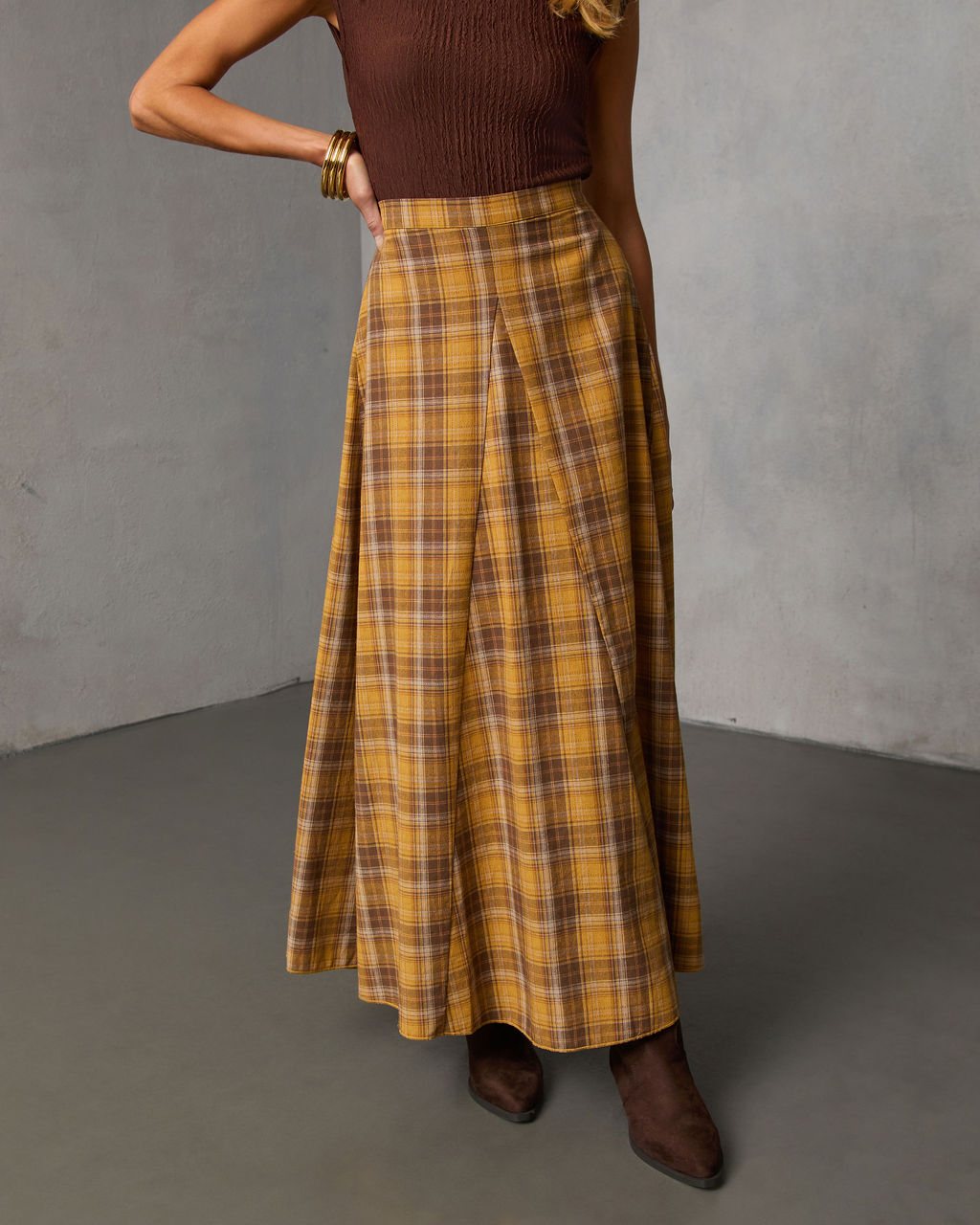 Faylen Plaid Maxi Skirt-Vogue Logic