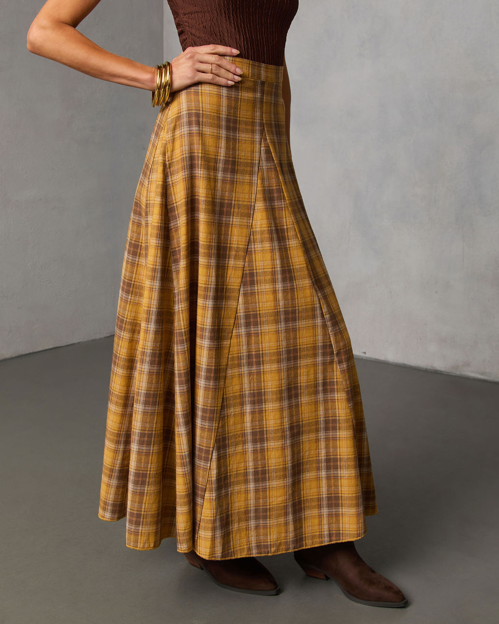 Faylen Plaid Maxi Skirt-Vogue Logic