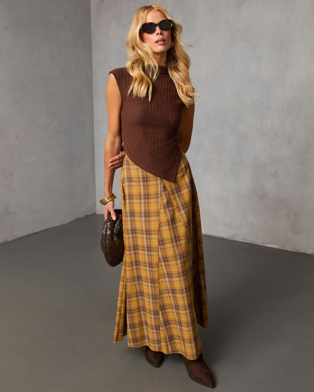 Faylen Plaid Maxi Skirt-Vogue Logic