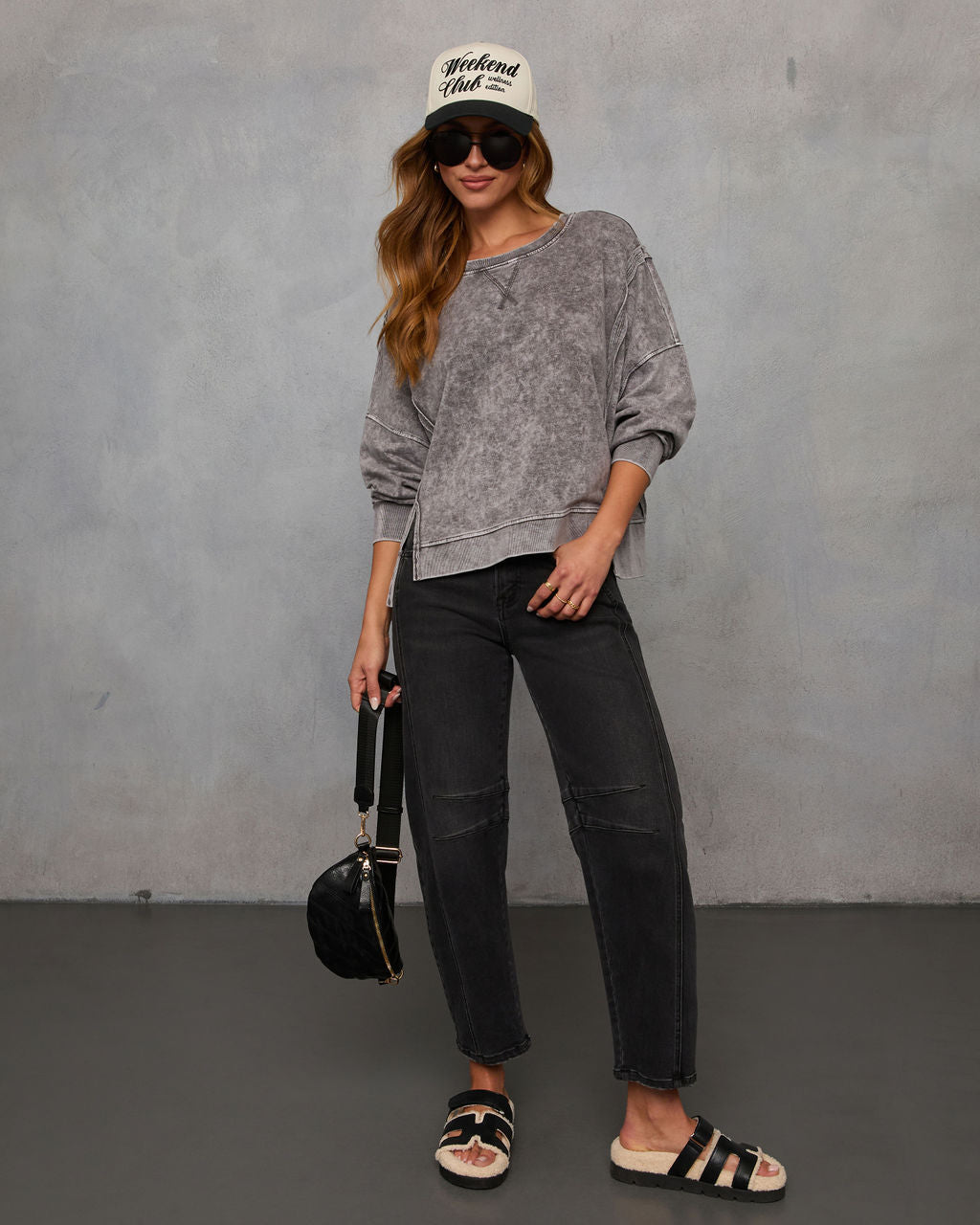 Simone Acid Wash Pullover Sweatshirt-Vogue Logic