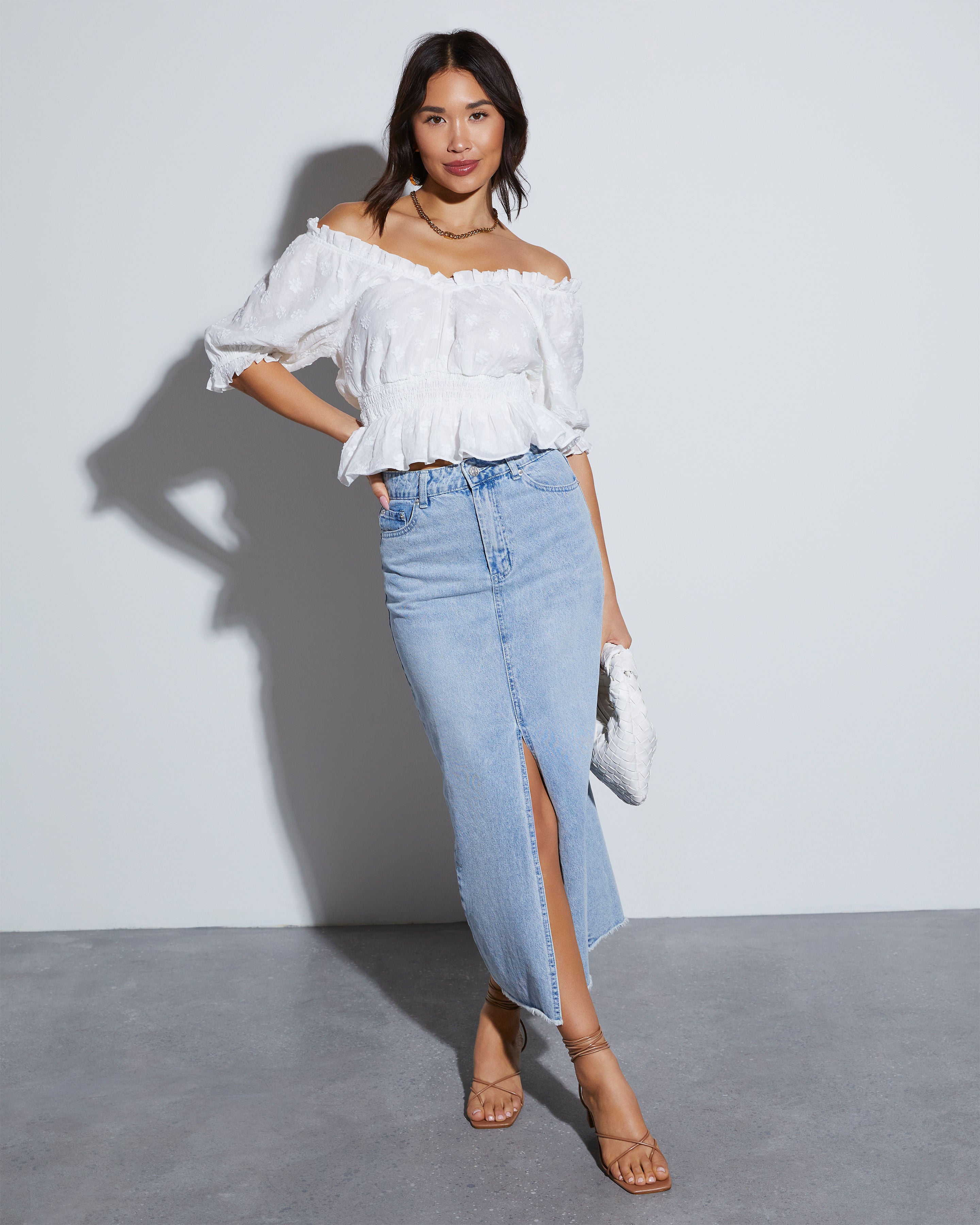 Rizz Denim Midi Skirt-Vogue Logic