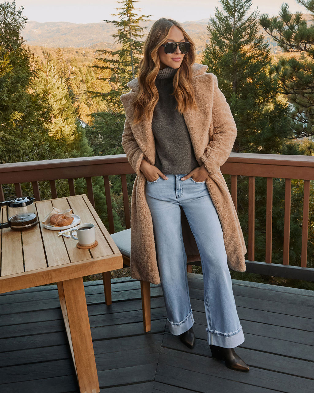 Yulissa Pocketed Teddy Coat-Vogue Logic