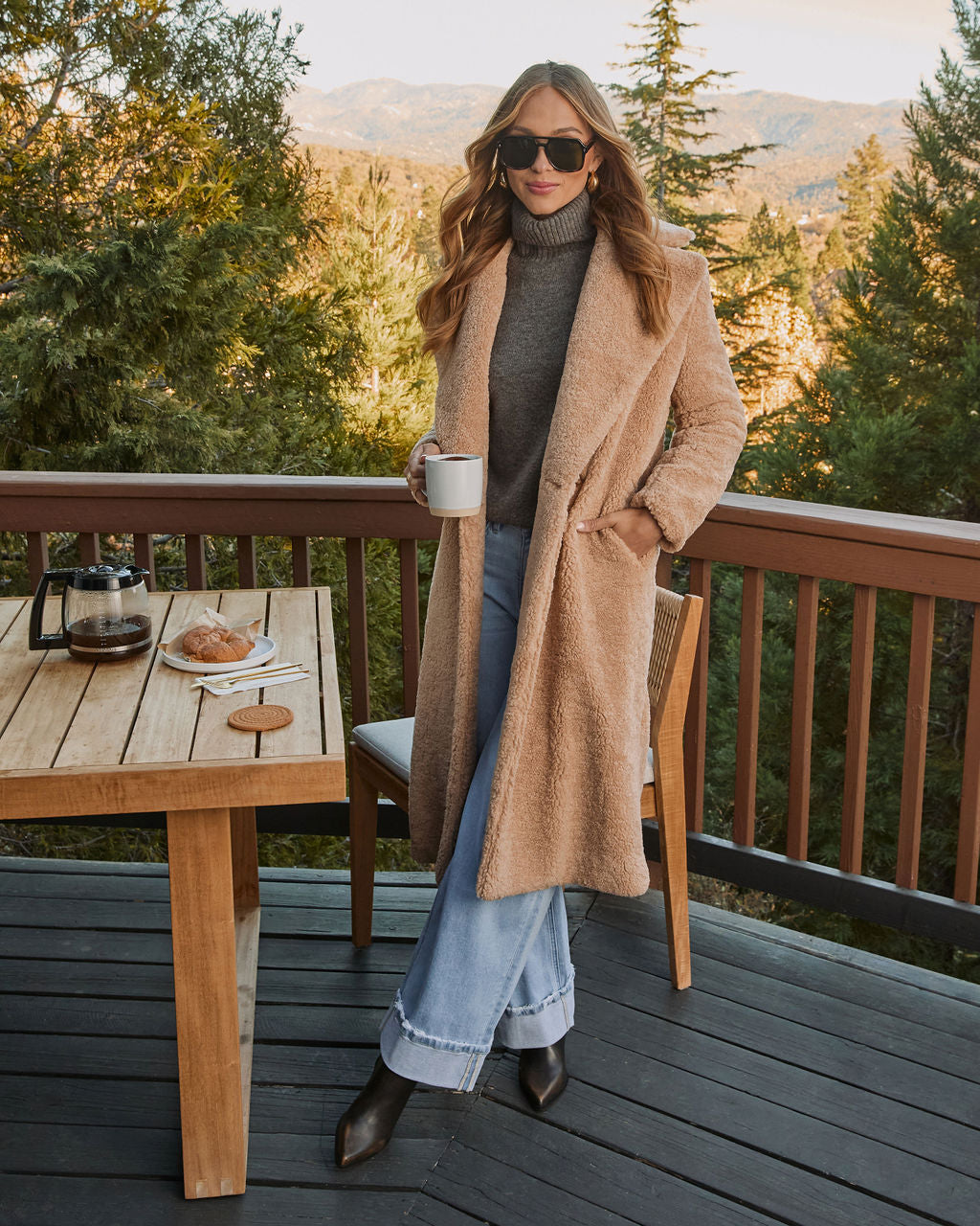 Yulissa Pocketed Teddy Coat-Vogue Logic