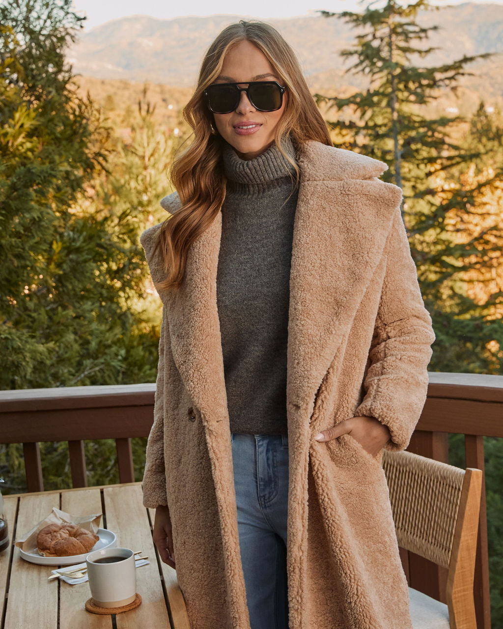 Yulissa Pocketed Teddy Coat-Vogue Logic