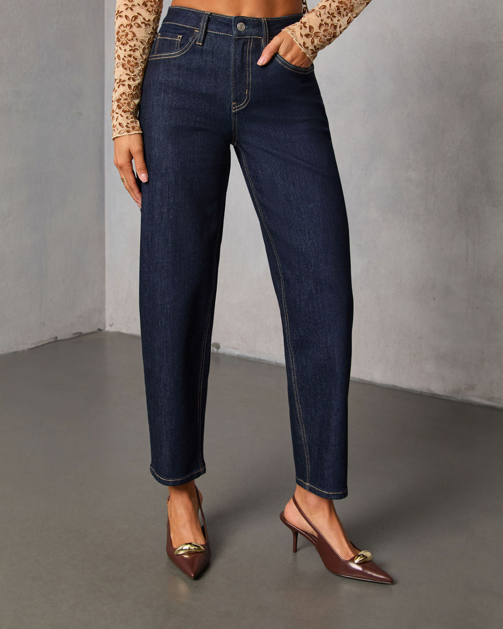 Rayden Stretch Slim Barrel Jeans-Vogue Logic