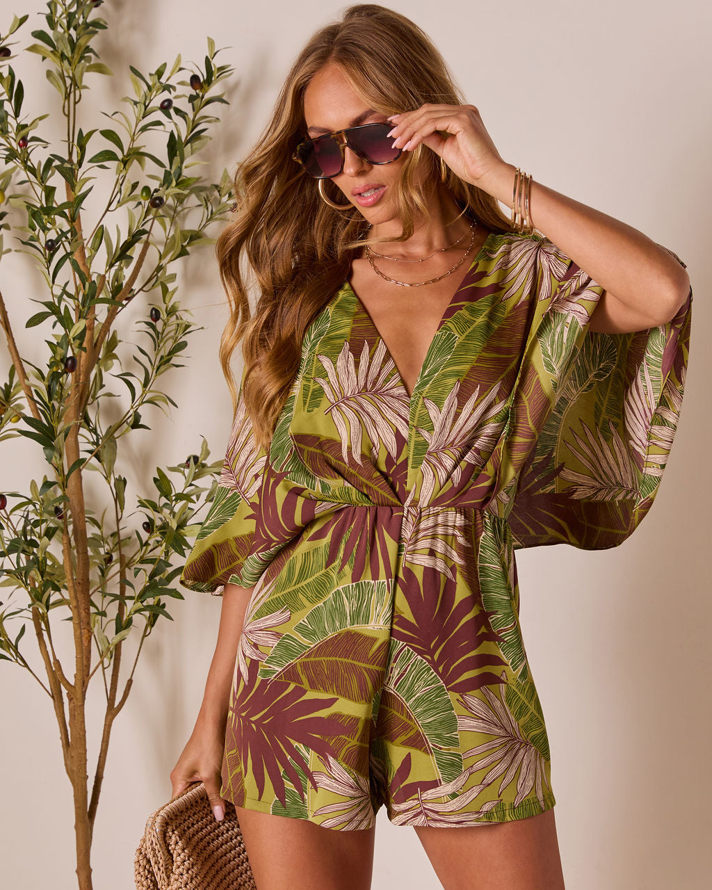 Brinklie Kimono Sleeve Romper-Vogue Logic