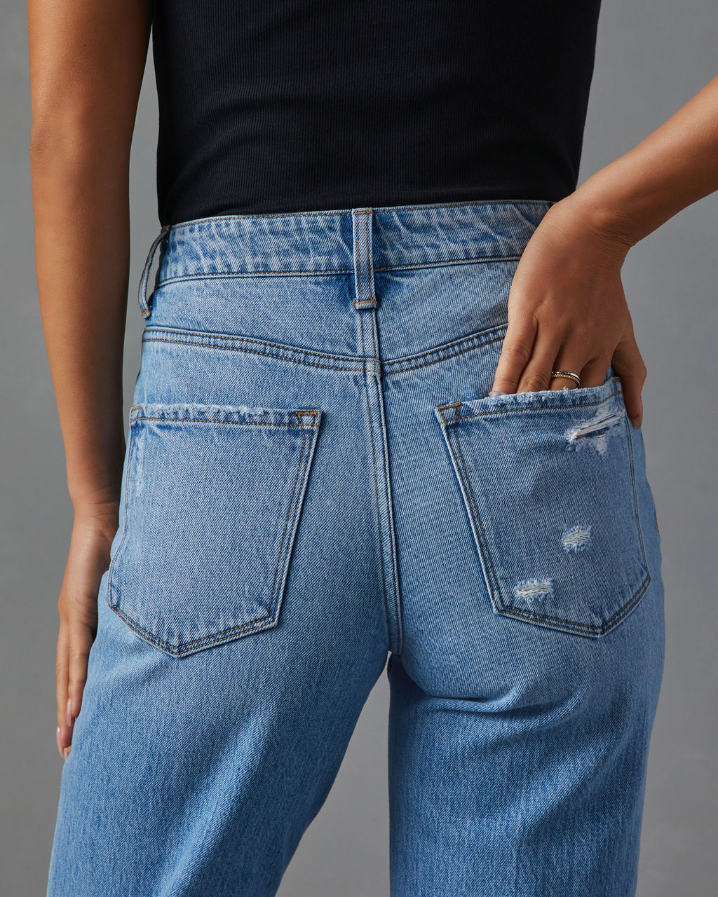 Sequoia Stretch Distressed Straight Leg Jeans-Vogue Logic