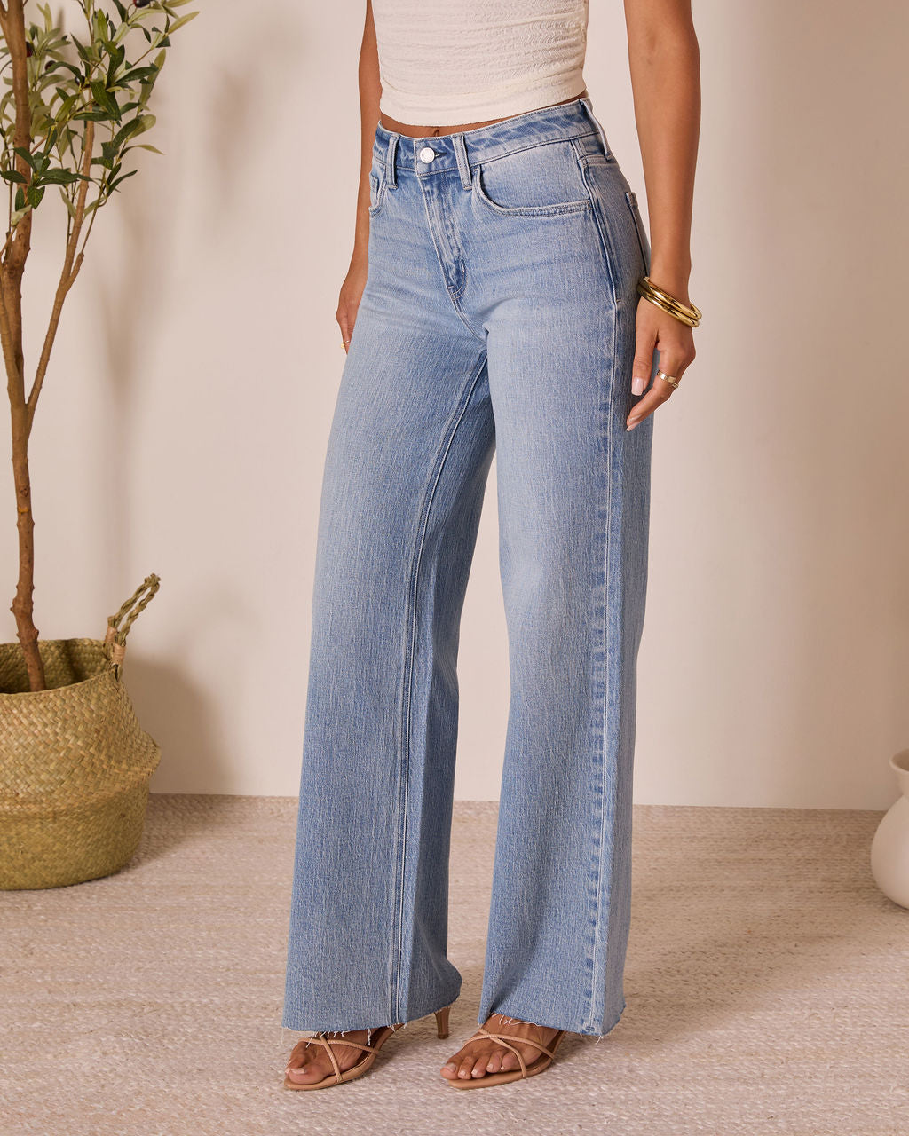 Celinah Stretch High Rise Wide Leg Denim-Vogue Logic