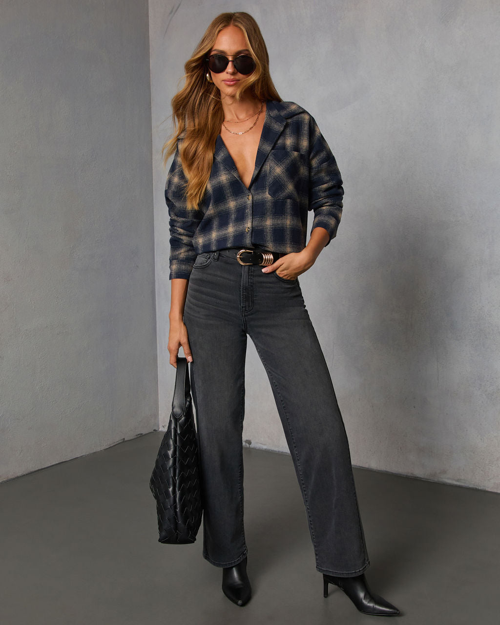 Honeyed Sunlight Plaid Shirt Jacket-Vogue Logic